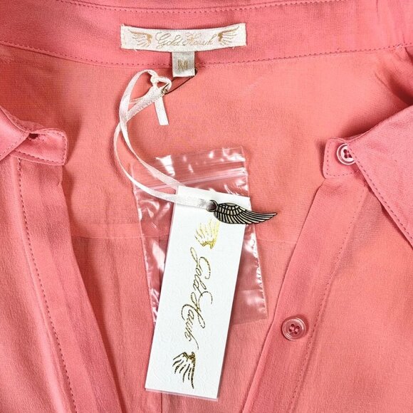 NWT Gold Hawk 100% Silk Blouse Tunic Sz.M Peach Orange Sleeveless Career Office - Picture 5 of 12